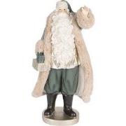Clayre & Eef Kerstdecoratie Beeld Kerstman 20x15x42 cm Beige Kunststof