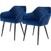 Eetkamerstoel set van 2 diamond quilting met rugleuning en armleuninge...