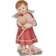 Clayre & Eef Decoratie Beeld Engel 7x6x12 cm Roze Kunststof