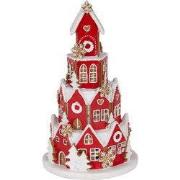 Clayre & Eef Gingerbread house met LED Ø 13x22 cm Rood Kunststof