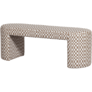 WOOOD Jacob Bankje - Polyester - Geruit - Zand - 46x130x46