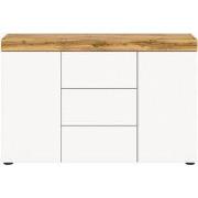 Eiken wit en wotan 2-deurs en 3-lades dressoir, L125 cm - MALIBU