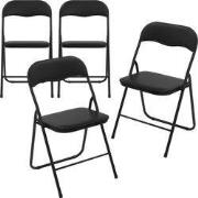 Set van 4 balkonstoelen Opvouwbaar zwart PU leren bekleding Bistrostoe...