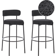 ALLISON - Barkruk set van 2 - Zwart - Bouclé