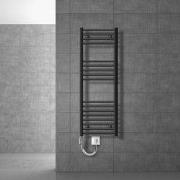 Badkamerradiator Sahara 400x1200 mm antraciet gebogen met zijaansluiti...