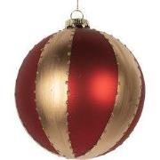 Clayre & Eef Kerstbal Ø 8x8 cm Goudkleurig Rood Glas