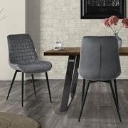 Eetkamerstoel set van 2 antraciet met fluwelen bekleding en stalen pot...