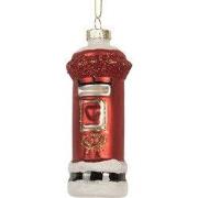 Clayre & Eef Kersthanger Brievenbus Ø 4x11 cm Rood Glas