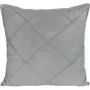 QUVIO Sierkussen gevuld met ruit patroon - 50 x 50 cm - Fluweel - Grij...