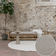 Rond Jute buitenkleed Naturel ZigZag Beige - Polypropyleen - Rond 240 ...