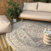 Rond buitenkleed Nova zwart/wit - Interieur05 Zwart; Wit - Polypropyle...