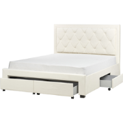 LIEVIN - Bed met opbergruimte - Lichtbeige - 160 x 200 cm - Fluweel