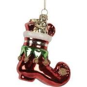 Clayre & Eef Kersthanger Laars 9x4x10 cm Rood Glas