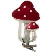 Clayre & Eef Kersthanger Paddenstoel Ø 6x11 cm Rood Glas