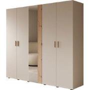 Meubella - Kledingkast Bahia - Beige - 224 cm - Met spiegel