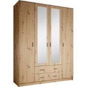 Meubella - Kledingkast Hinto - Eiken - 160 cm - Met spiegel