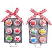 6 inch H Clay Dough Cookie W/ Dish Orna X 2. II 5x5x10 cm kerstornamen...