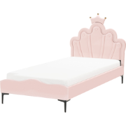 RUBIAN - Bed met LED - Roze - 90 x 200 cm - Fluweel