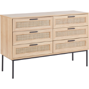 PASCO  - Dressoir 6-lades - Lichte houtkleur - Rotan