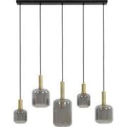 Light&living Hanglamp 5L 110x22x32 cm LEKAR antiek brons+smoke glas