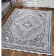 FLANDERS - Grijs - 120x180cm, Laagpolig vloerkleed met franjes