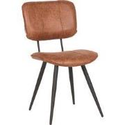 LABEL51 Eetkamerstoel Fos - Cognac - Leder - Zwart Metalen Frame