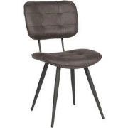 LABEL51 Eetkamerstoel Gus - Antraciet - Microfiber - Black Frame