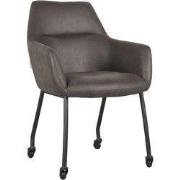 LABEL51 Eetkamerstoel Lenny - Antraciet - Micro Suede - Black Frame