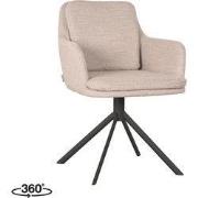 LABEL51 Eetkamerstoel Joy - Naturel - Boucle - Zwart Metalen Frame