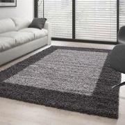 Hoogpolig vloerkleed - Candy Shaggy Grijs Lijstmotief - 120 X 170 CM