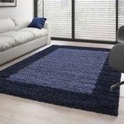 Hoogpolig vloerkleed - Candy Shaggy Marineblauw Lijstmotief - 80 X 150...
