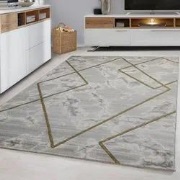 Alba Modern Grijs / Goud vloerkleed - Marmer Design - 120 X 170 CM