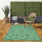 Lilah Indoor & Outdoor Groen vloerkleed - 3D Blok - 80 X 250 CM