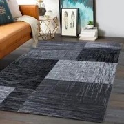 Marlon Modern Zwart / Grijs vloerkleed - Geblokt - 80 X 300 CM