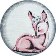 Kids Kinderkamer Rond Roze vloerkleed - Bambi - 120 X 120 CM