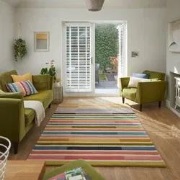 Piano vloerkleed - Laagpolig - 100% Wol - Gestreept Modern - Roze / Mu...