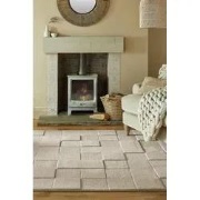 Checkerboard vloerkleed - Laagpolig - 100% Wol Modern - Naturel / Beig...