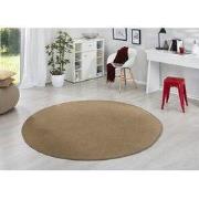 Rond Uni Laagpolig Effen Vloerkleed - Fancy - Bruin - 133cm rond Ø