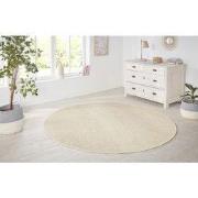 Rond Laagpolig Effen Uni Vloerkleed - Nasty - Creme - 133cm rond Ø