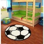 Voetbal Vloerkleed Rond - Zwart / Wit - 100cm rond Ø