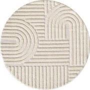 Rond Laagpolig vloerkleed Arte - Japandi Stijl - Creme - 120 cm ? rond