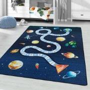Kindervloerkleed - Ruimte - Marineblauw - 120x170 cm
