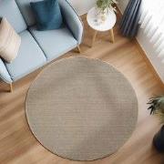 Rond Laagpolig vloerkleed - Gevlochten - Handgeweven Look - Beige - 12...