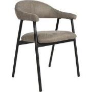 LABEL51 Eetkamerstoel Amaze - Taupe - Micro Suede - Zwart Metalen Fram...