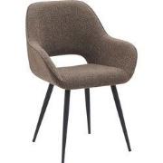 LABEL51 Eetkamerstoel Fer - Bruin - Boucle - Zwart Metalen Frame