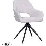 LABEL51 Eetkamerstoel Finley - Naturel - Boucle - Zwart Metalen Frame