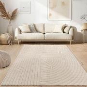 Laagpolig Japandi Vloerkleed Aubela - Boomstam Design - Creme - 160x22...