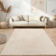 Laagpolig Japandi Vloerkleed Aubela - Creme - 160x220 cm