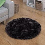 Hoogpolig Vloerkleed Plavera - Effen Uni - Zwart - 40x60 cm