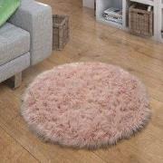 Hoogpolig Vloerkleed Plavera - Effen Uni - Roze - 60x60 cm